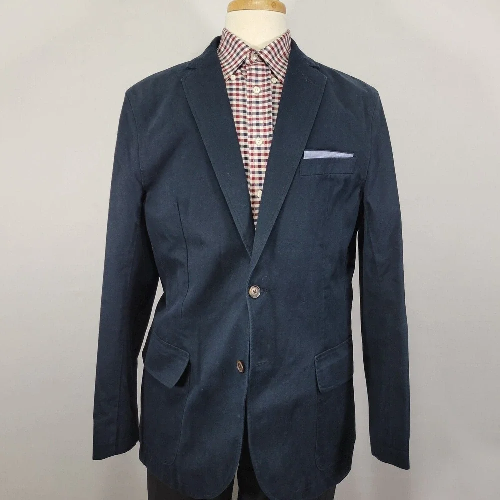 Daniel Cremieux Men's Sport Coat Blazer Two Button Navy Cotton Twill Size Large‎
